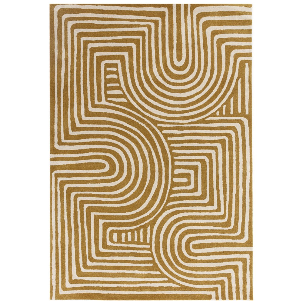 Reef Curve RF28 Modern Abstract Rug in Ochre Yellow